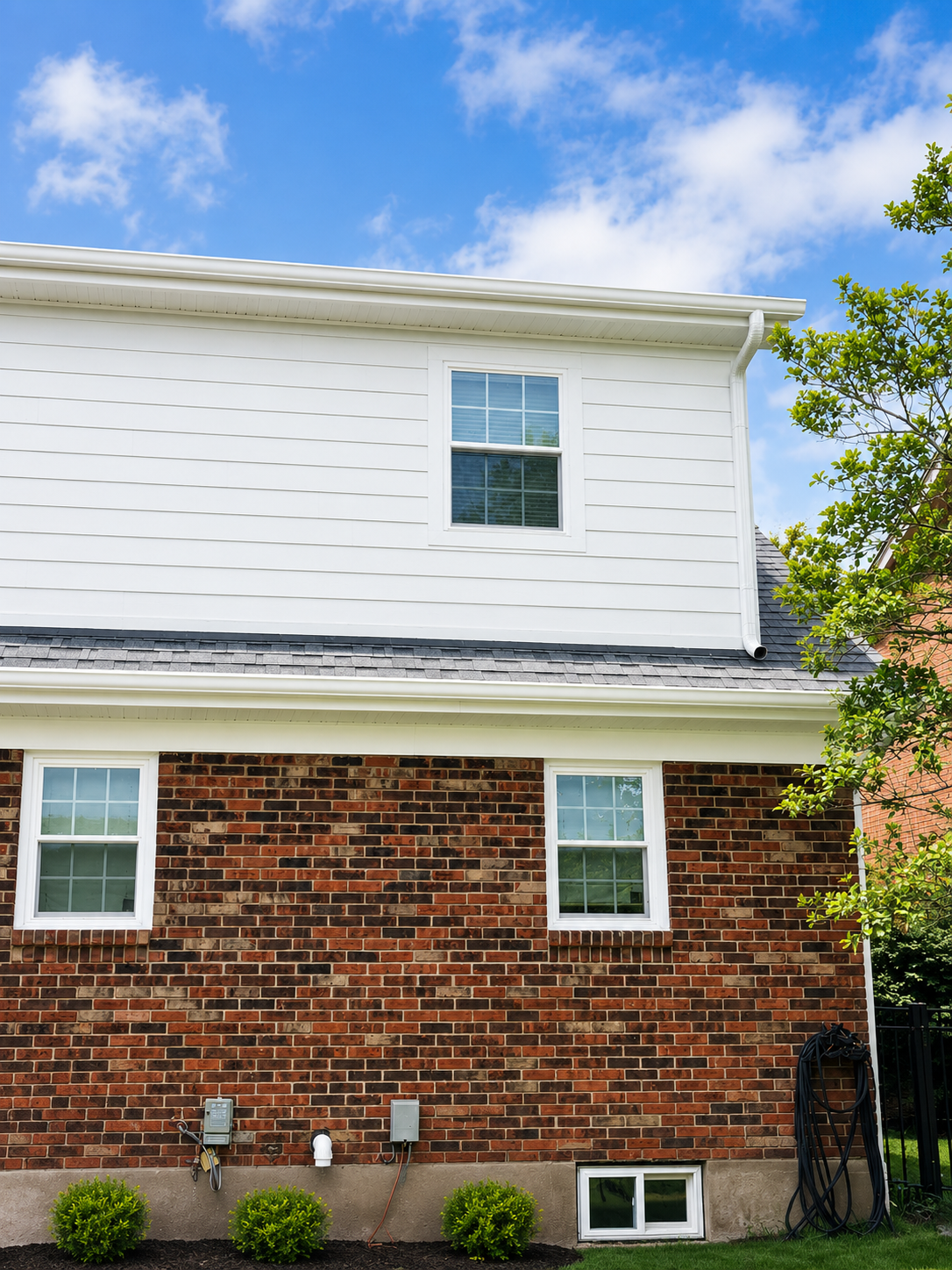 Charming Gable & Dormer Addition — dormer addition with white James Hardie siding and new windows by Luxe Built Louisville KY