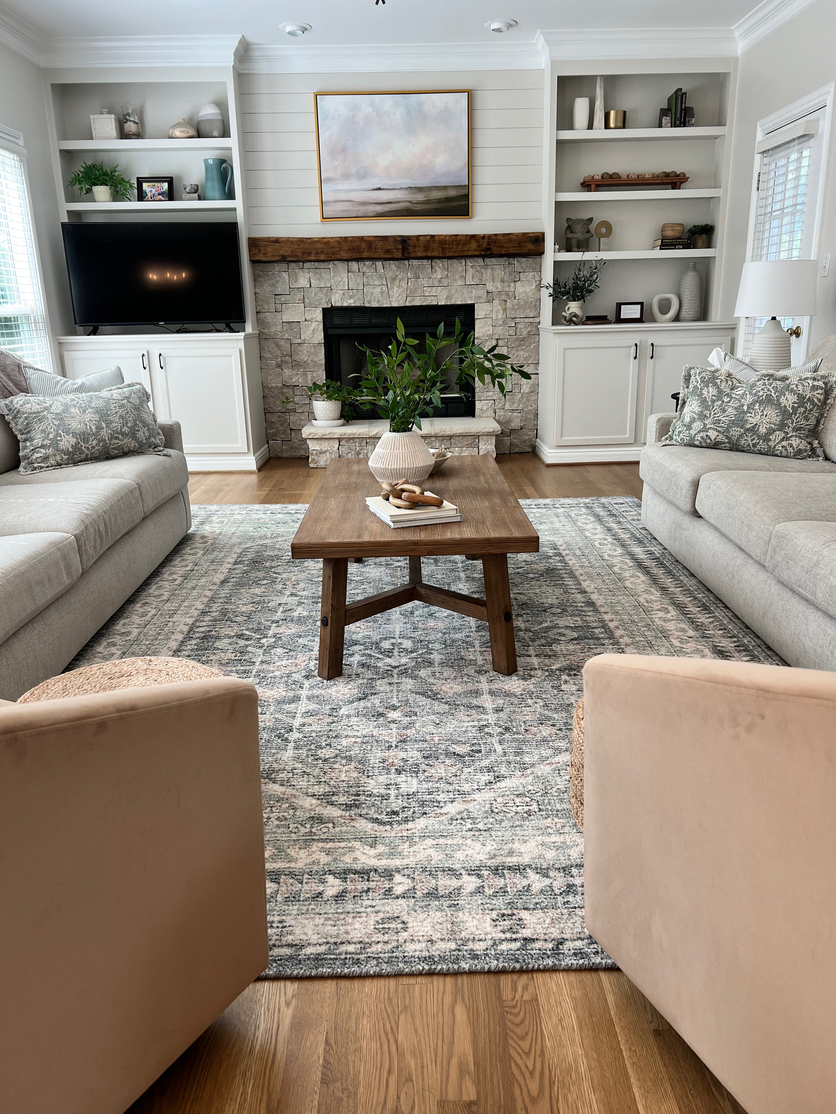 Living Room & Kitchen remodel — kitchen detail with tile backsplash and pendant lighting by Luxe Built Louisville KY