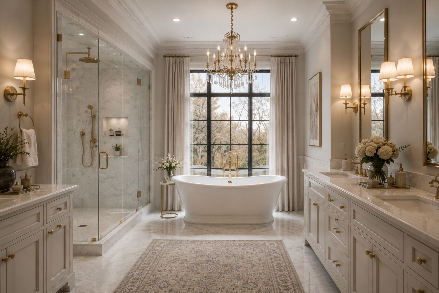 Spa-caliber bathroom remodel by Luxe Built Louisville KY — freestanding tub and custom vanity