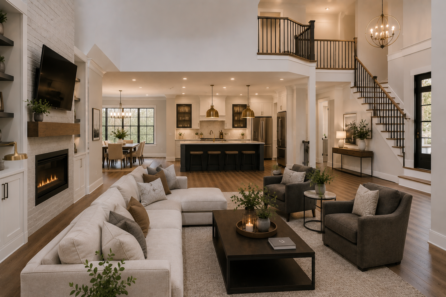 Whole-home remodel by Luxe Built Louisville KY — open plan kitchen and living